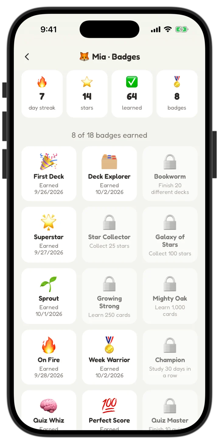 SNAC on iPhone: Stars, streaks and badges